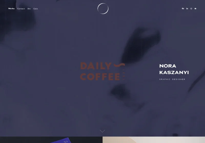 Nora Kaszanyi's Adobe Portfolio homepage featuring a video reel header and detailed About page